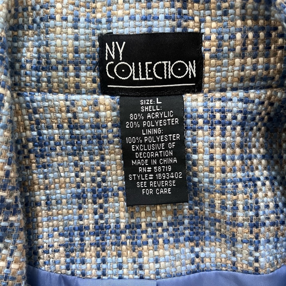 Blue Pastel Tweed Jacket by NY collection - Picture 4 of 6